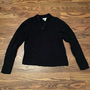 Eddie Bauer Black Knit Quarter-zip